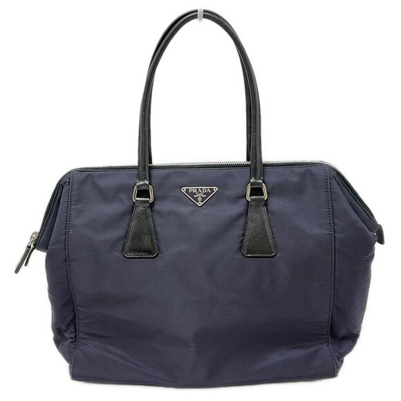 PRADA - Purple Black Nylon Leather Handbag 217-072625 - Picture 1 of 8